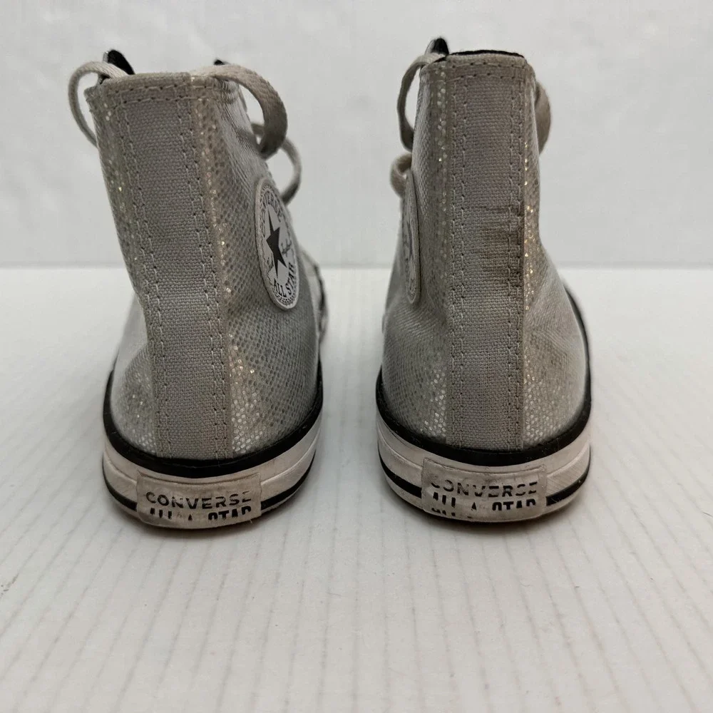 Converse Chuck Taylor All Star Shoes Kids Sz 3 Silver Sparkle High Top Sneakers
